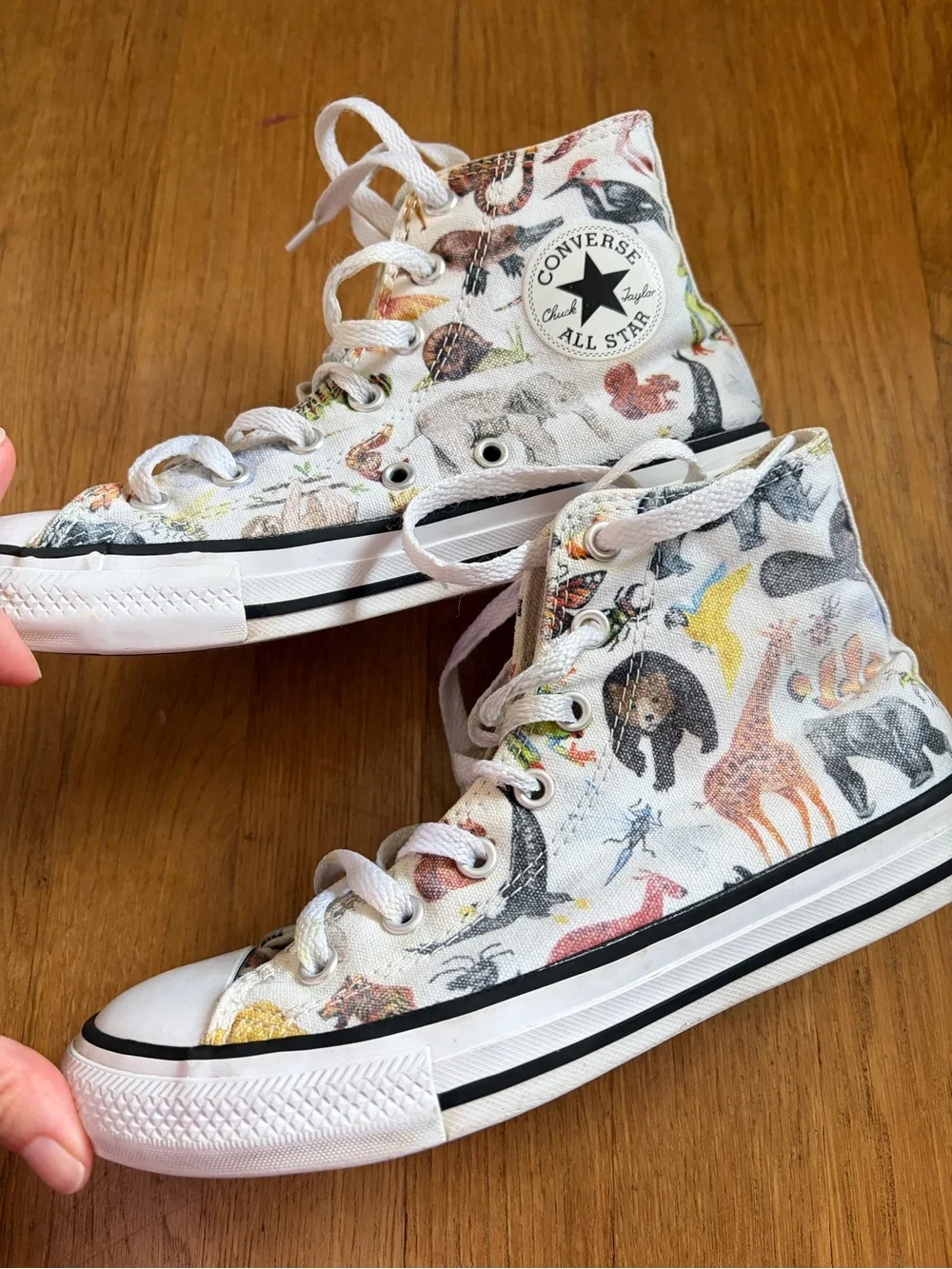 Converse Zoo Animal Themed Sneakers Boys Kids Youth 3 White High Tops